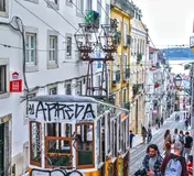The Bica funicular on its steep Lisbon street