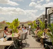 The planted outdoor terrace at Lumi Rooftop