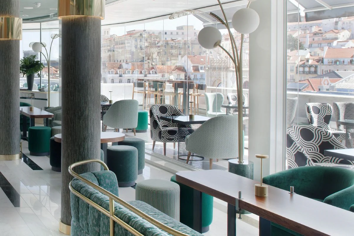 Rossio Gastrobar’s indoor seating and view towards Rossio