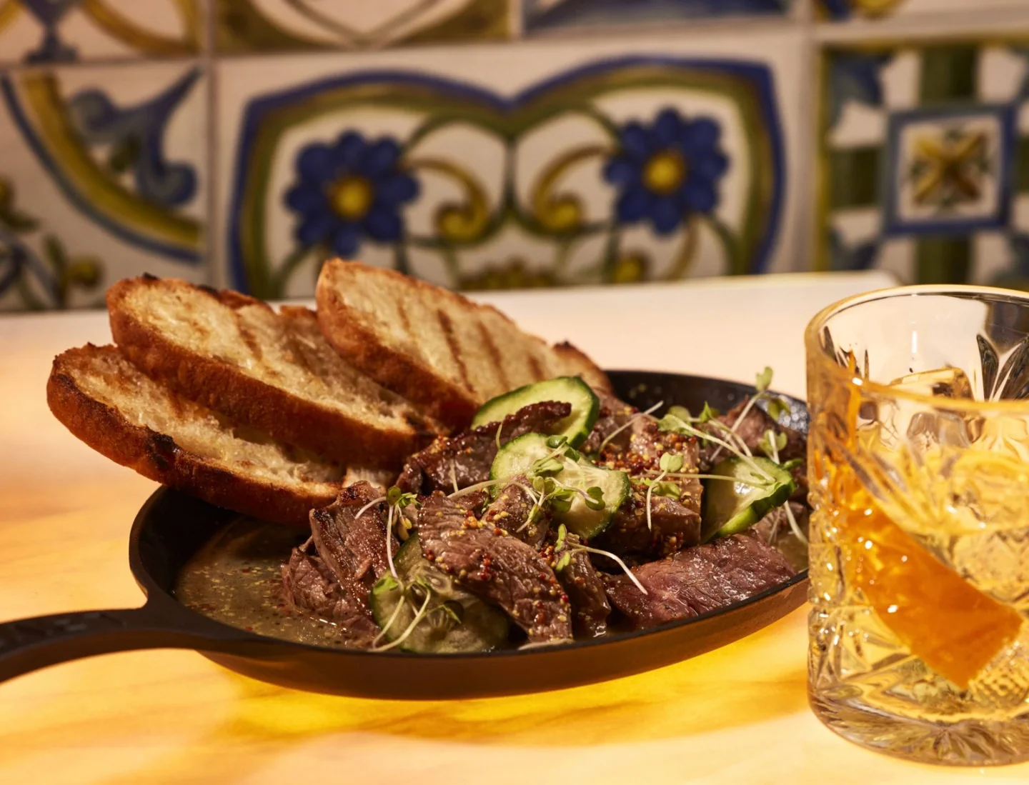 A dish and drink in Mama Shelter Lisboa’s official restaurant gallery